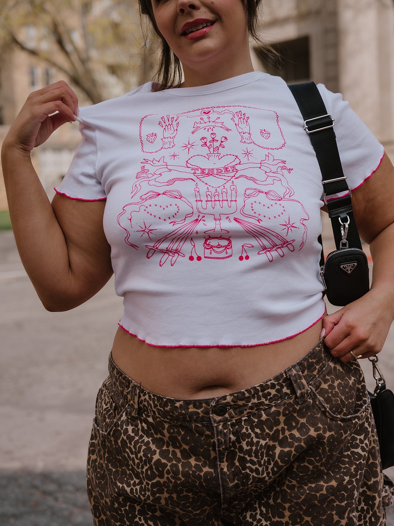 Desert Mouse x Subtle Dust: The Tender Ruffle Trim Baby Tee in White