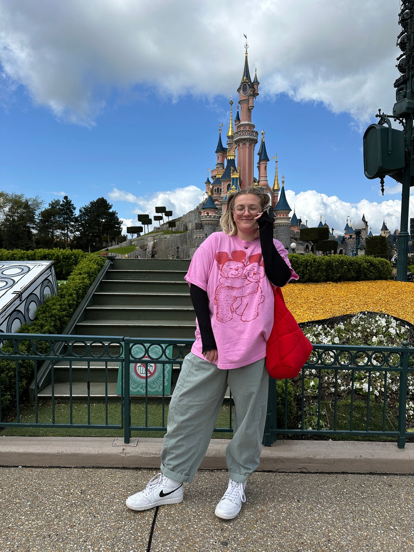 The Park Bears Oversized Tee in Pink