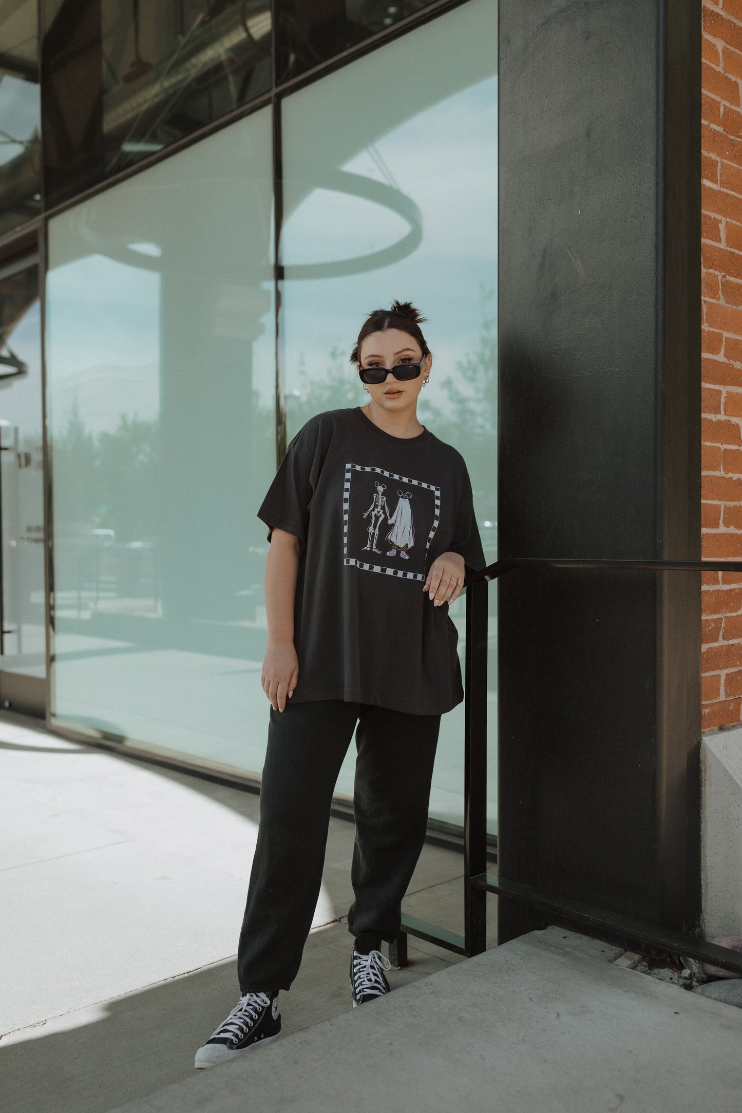 The Spooky Friends Oversized Tee in Vintage Black