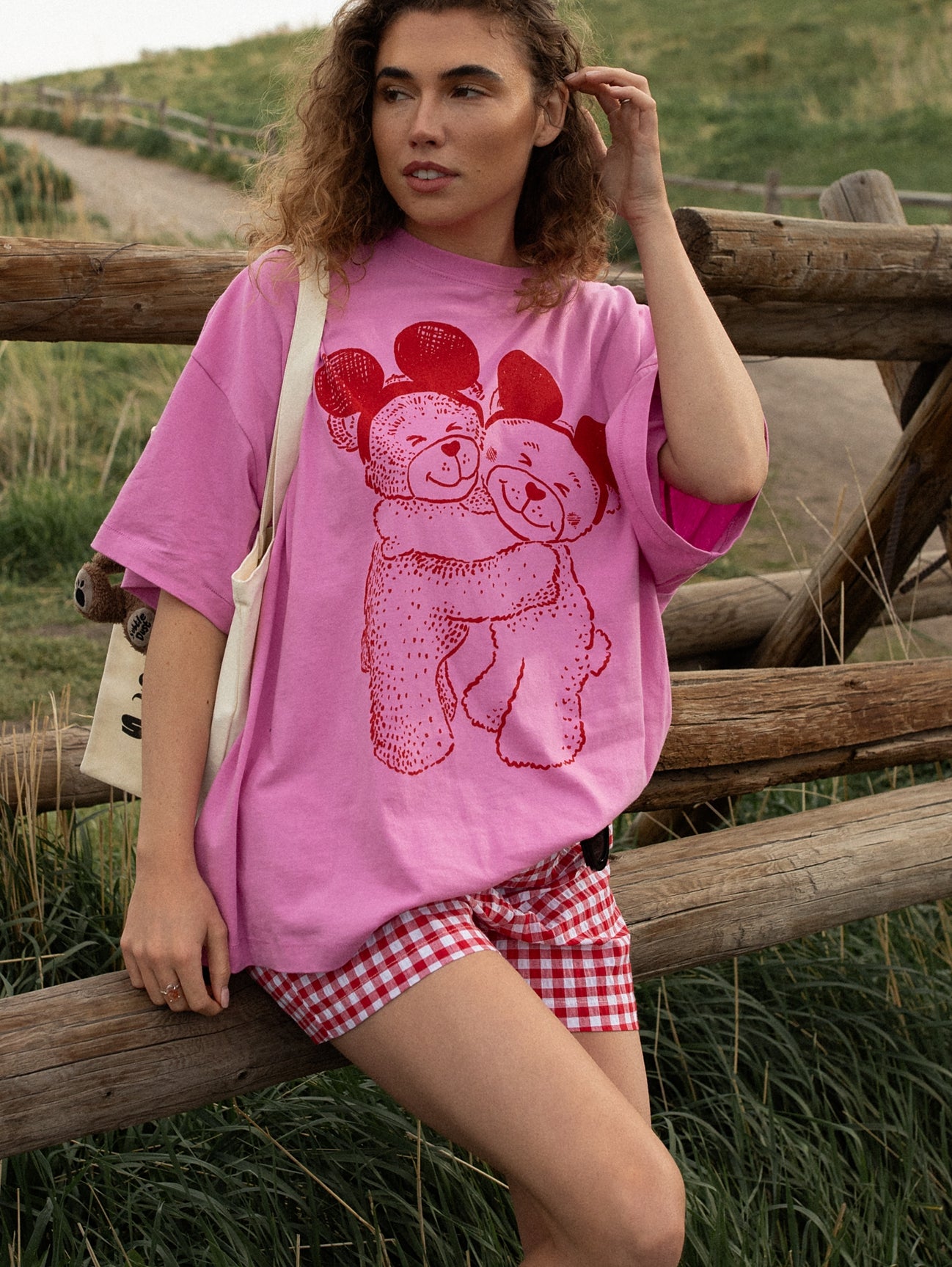 The Park Bears Oversized Tee in Pink