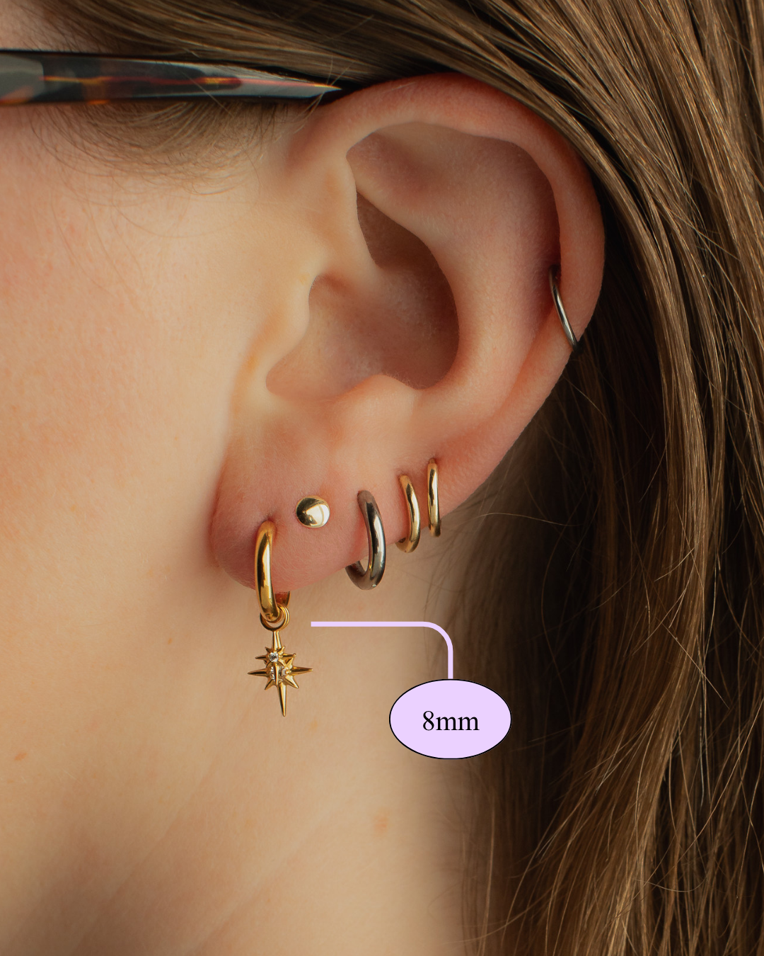 Subtle Hoops The Second Star Hoops in Titanium – Subtle Dust
