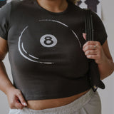 The 8 Ball Baby Tee in Vintage Black