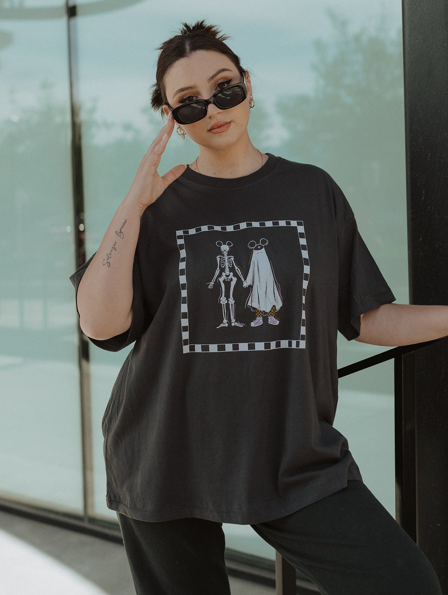 The Spooky Friends Oversized Tee in Vintage Black