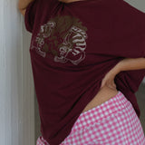 The Animal Kingdom Oversized Tee in Maroon