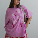 The Alice Flowers Oversized Tee in Pink