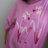 The Alice Flowers Oversized Tee in Pink