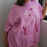 The Alice Flowers Oversized Tee in Pink