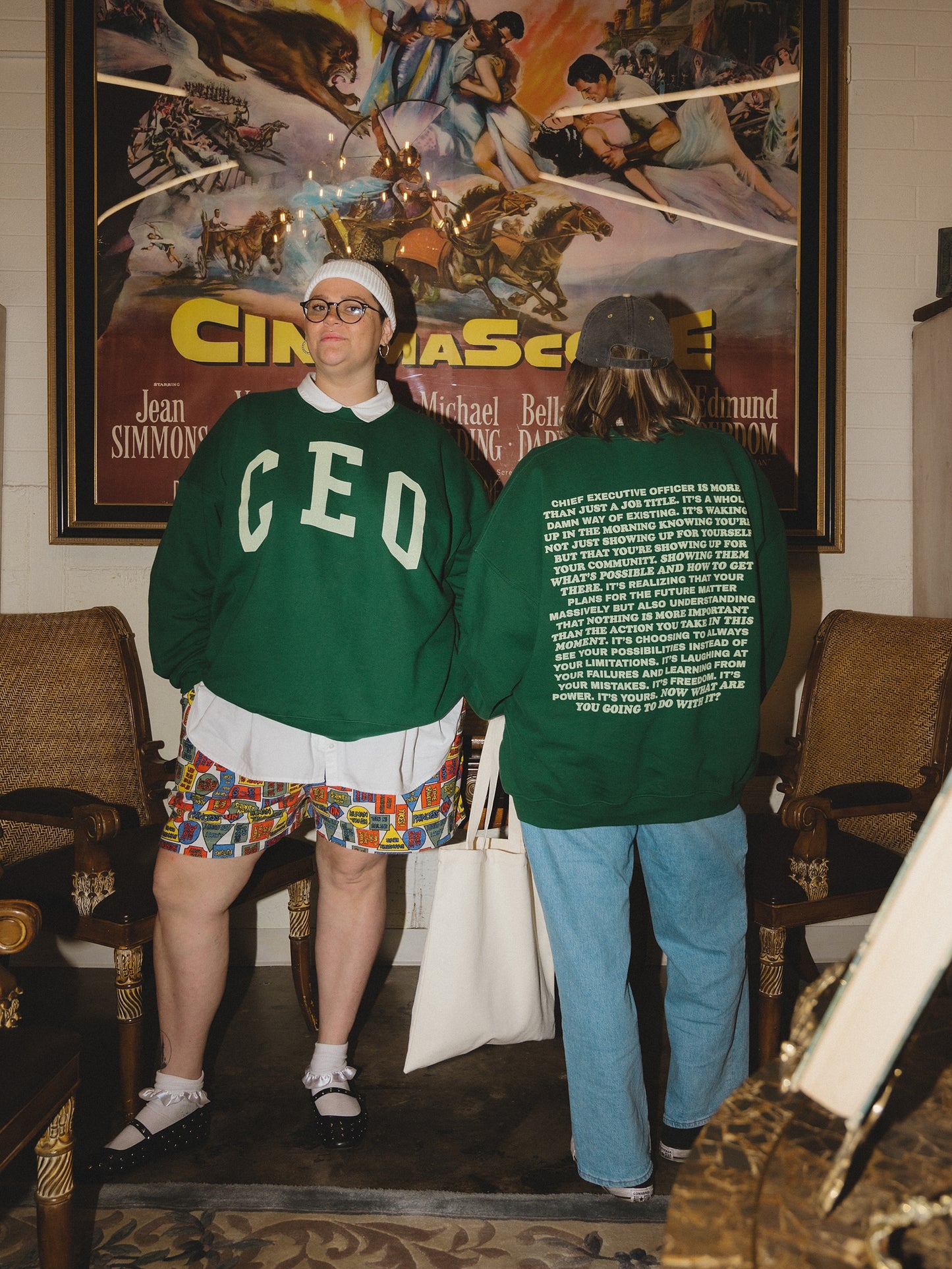 Kinzie Madsen x Subtle Dust: The CEO Oversized Crewneck in Emerald