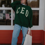 Kinzie Madsen x Subtle Dust: The CEO Oversized Crewneck in Emerald