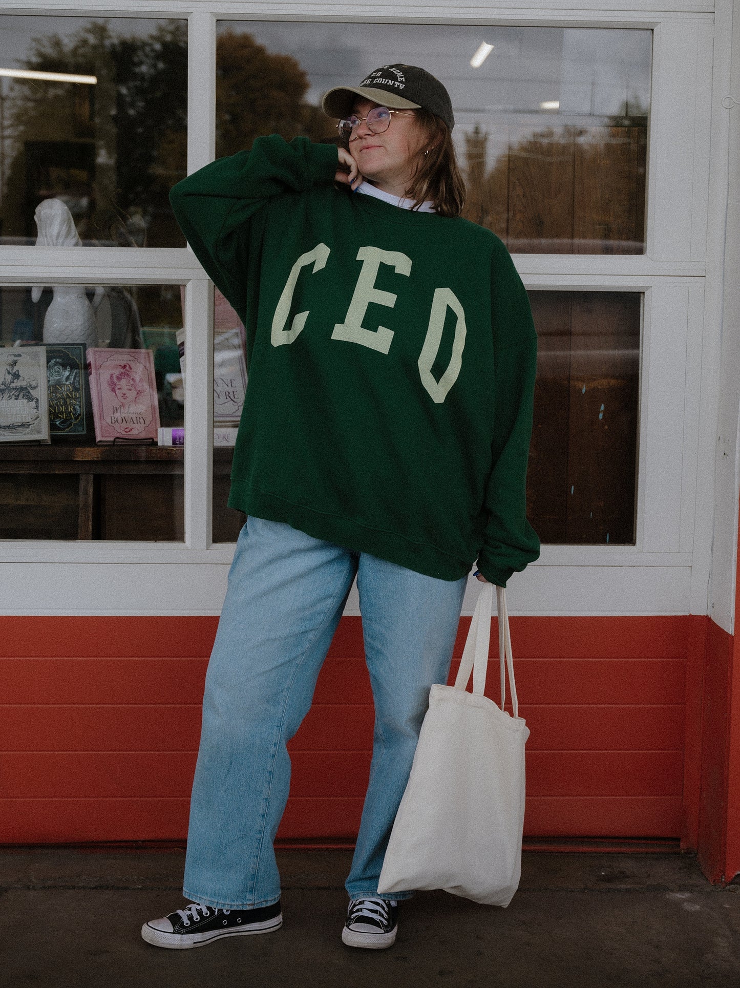 Kinzie Madsen x Subtle Dust: The CEO Oversized Crewneck in Emerald