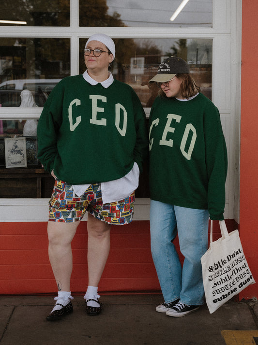 Kinzie Madsen x Subtle Dust: The CEO Oversized Crewneck in Emerald