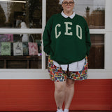 Kinzie Madsen x Subtle Dust: The CEO Oversized Crewneck in Emerald