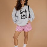 The Sketchbook Mouse Oversized Crewneck in Heather Grey