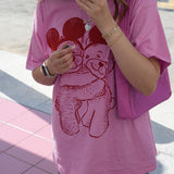 The Park Bears Oversized Tee in Pink