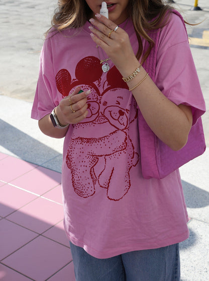 The Park Bears Oversized Tee in Pink