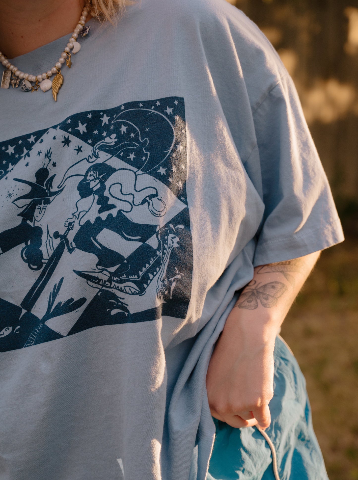 The Neverland Oversized Tee in Sky Blue