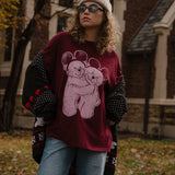 The Park Bears Oversized Tee in Maroon