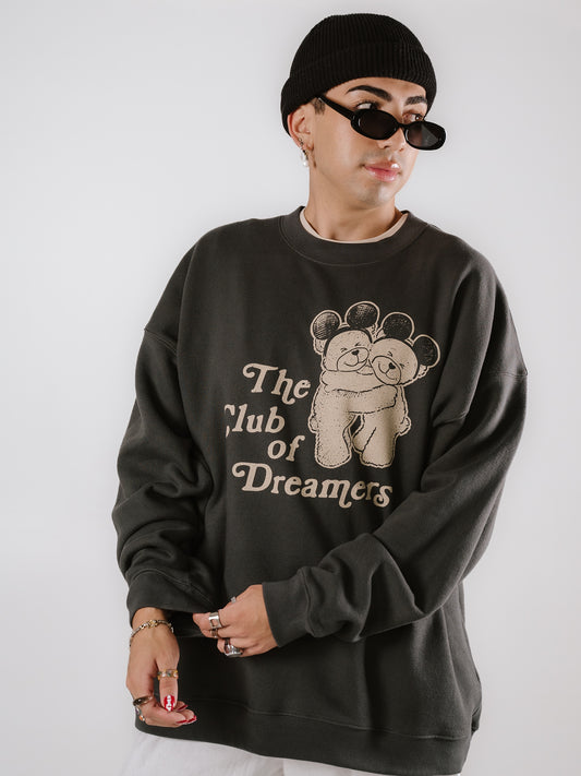 The Dreamer Bears Oversized Crewneck in Vintage Black