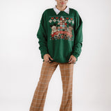 The Holiday Bears Oversized Crewneck in Emerald