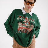 The Holiday Bears Oversized Crewneck in Emerald