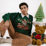 The Holiday Bears Oversized Crewneck in Emerald