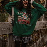 The Holiday Bears Oversized Crewneck in Emerald