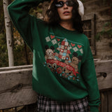 The Holiday Bears Oversized Crewneck in Emerald