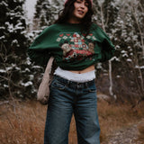 The Holiday Bears Oversized Crewneck in Emerald