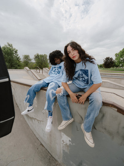 The Neverland Oversized Tee in Sky Blue