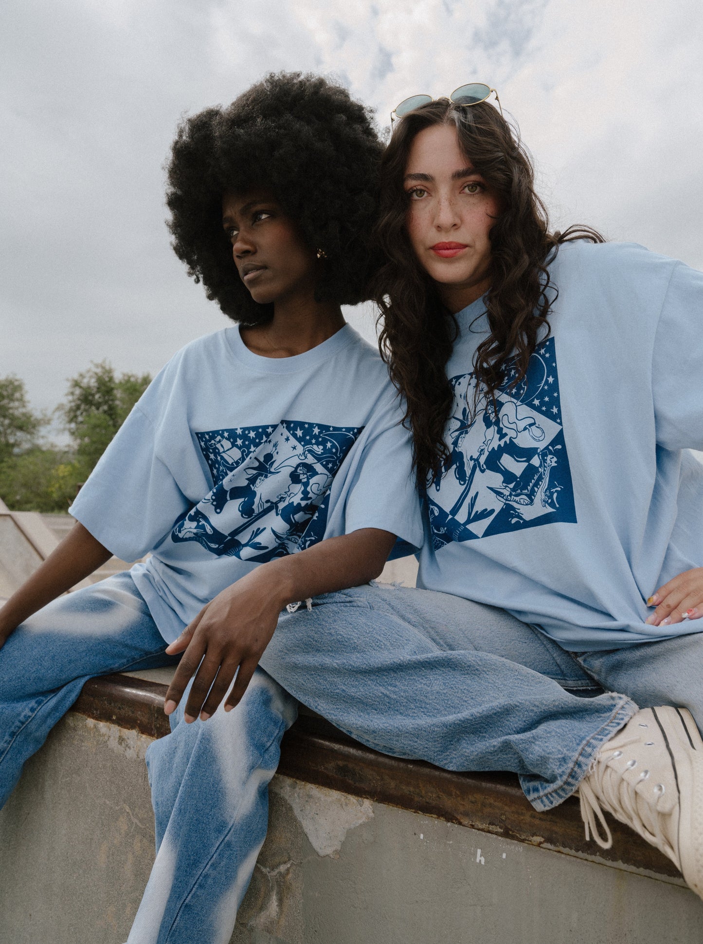 The Neverland Oversized Tee in Sky Blue