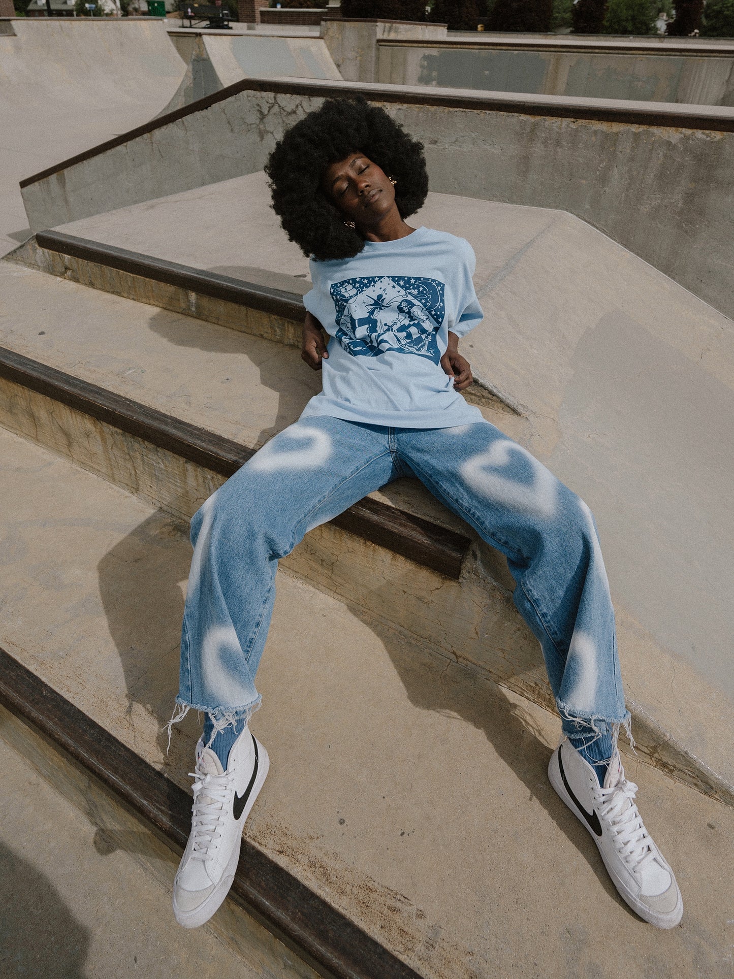 The Neverland Oversized Tee in Sky Blue