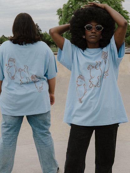 The Silly Ole Bear Oversized Tee in Sky Blue