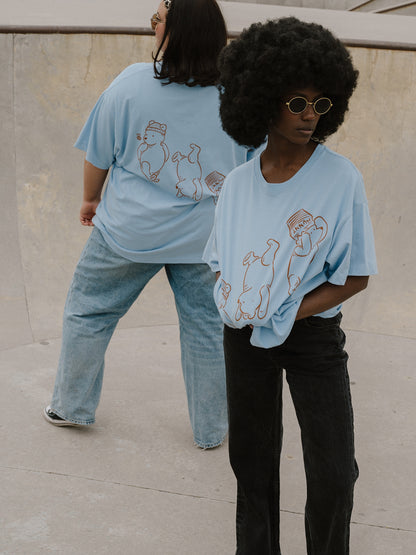 The Silly Ole Bear Oversized Tee in Sky Blue