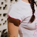 Desert Mouse x Subtle Dust: The Tender Ruffle Trim Baby Tee in White