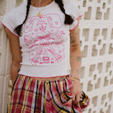 Desert Mouse x Subtle Dust: The Tender Ruffle Trim Baby Tee in White