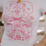 Desert Mouse x Subtle Dust: The Tender Ruffle Trim Baby Tee in White