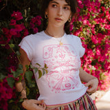 Desert Mouse x Subtle Dust: The Tender Ruffle Trim Baby Tee in White