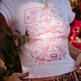 Desert Mouse x Subtle Dust: The Tender Ruffle Trim Baby Tee in White