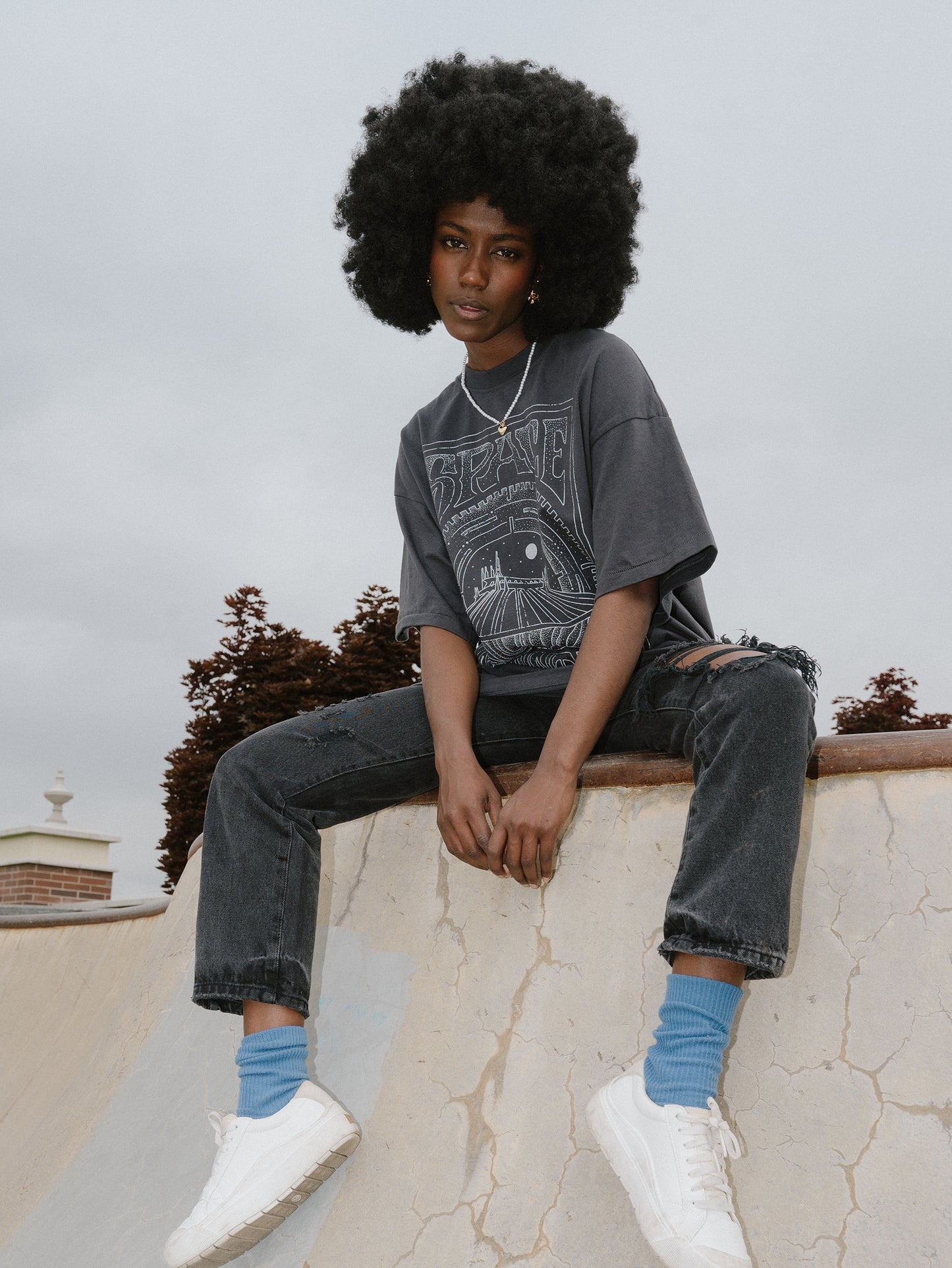 The Space Oversized Tee in Vintage Black