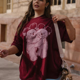 The Park Bears Oversized Tee in Maroon