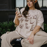 The AI Dino Oversized Tee in Sand