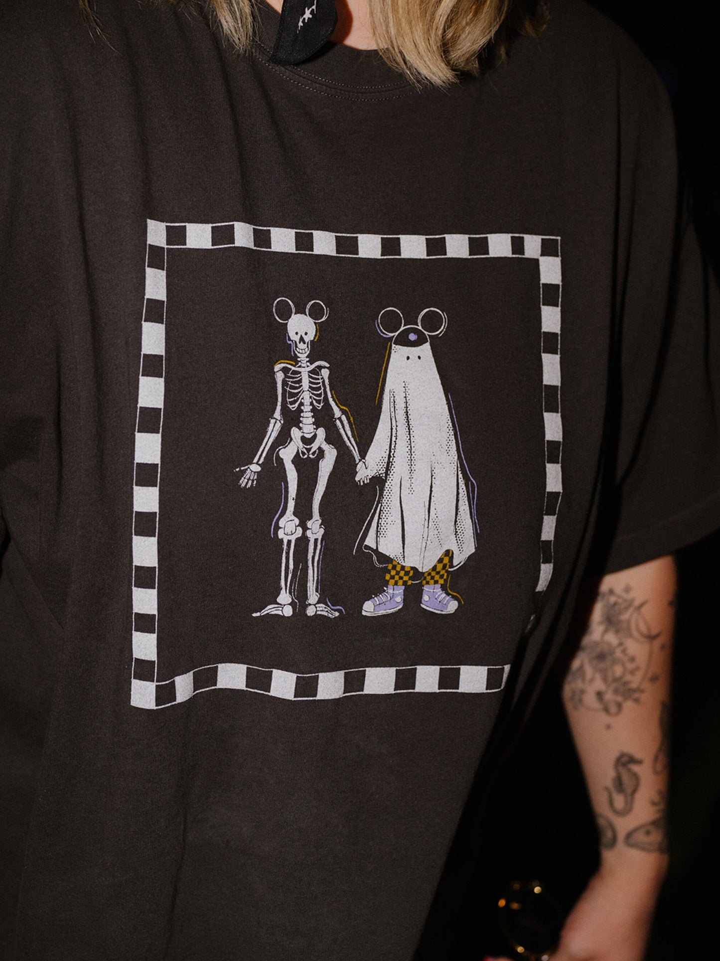 The Spooky Friends Oversized Tee in Vintage Black