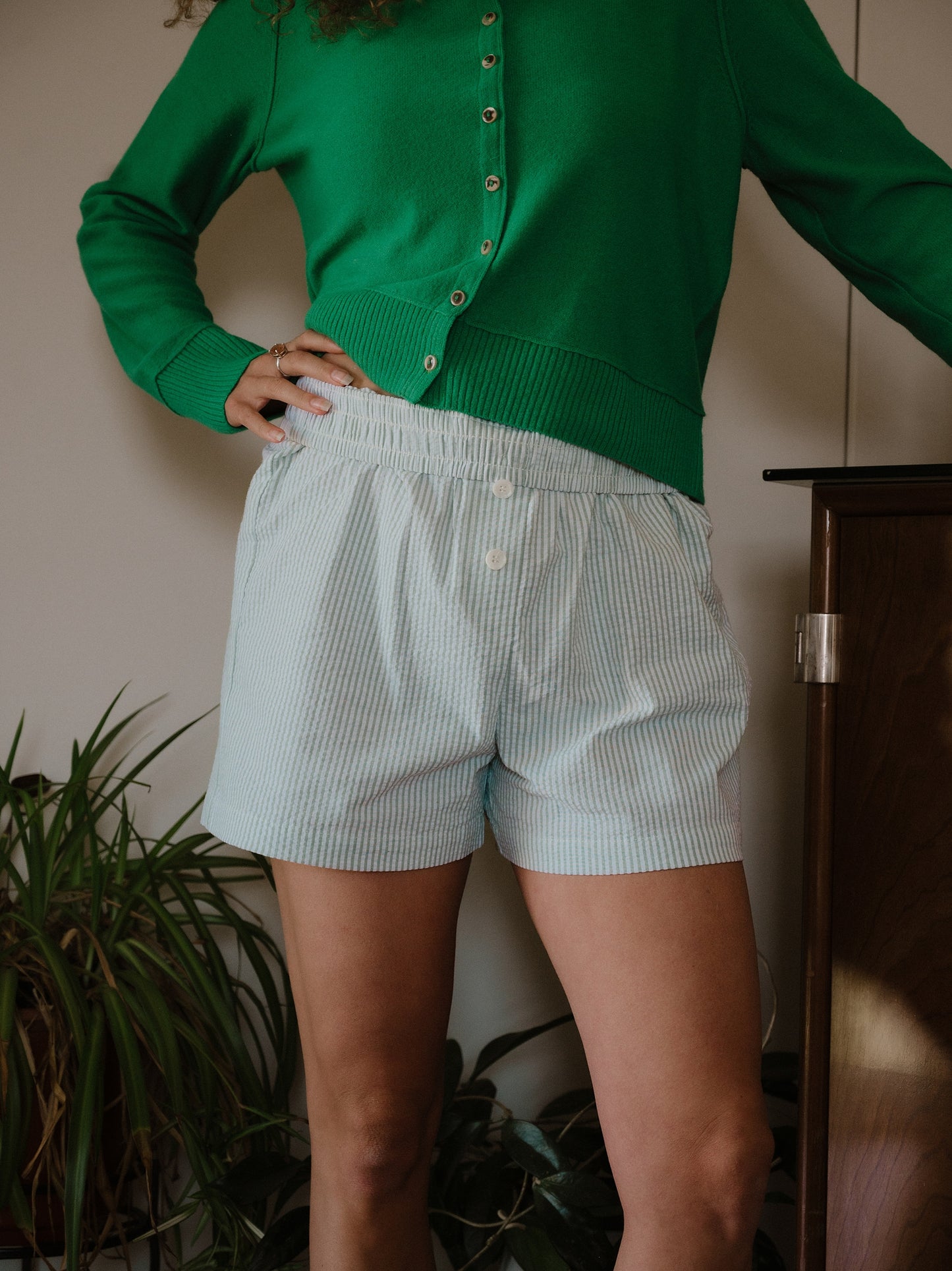 The Boxer Short in Green Stripe