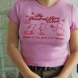 The Hundred Acre Wood Ruffle Trim Baby Tee in Pink