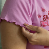 The Hundred Acre Wood Ruffle Trim Baby Tee in Pink
