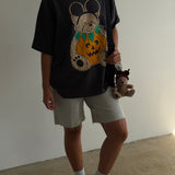 The Pumpkin Bear Oversized Tee in Vintage Black
