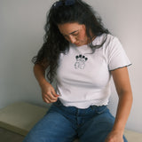 The Mini Park Bears Ruffle Trim Baby Tee in White