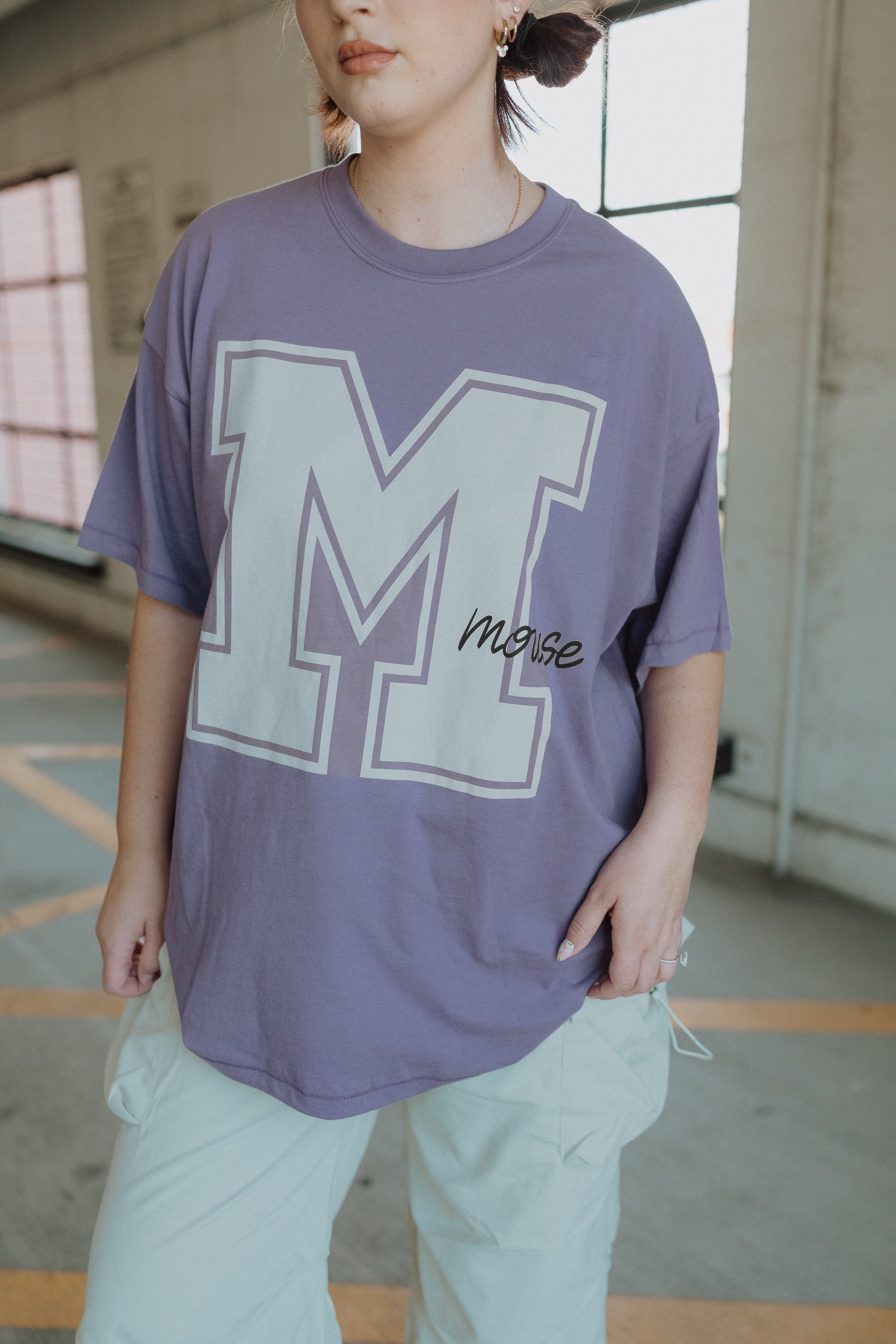 The M Mouse Oversized Tee in Purple Haze – Subtle Dust