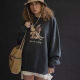 The She Was a Fairy Oversized Crewneck in Vintage Black