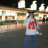 The M Mouse Oversized Crewneck in Heather Grey